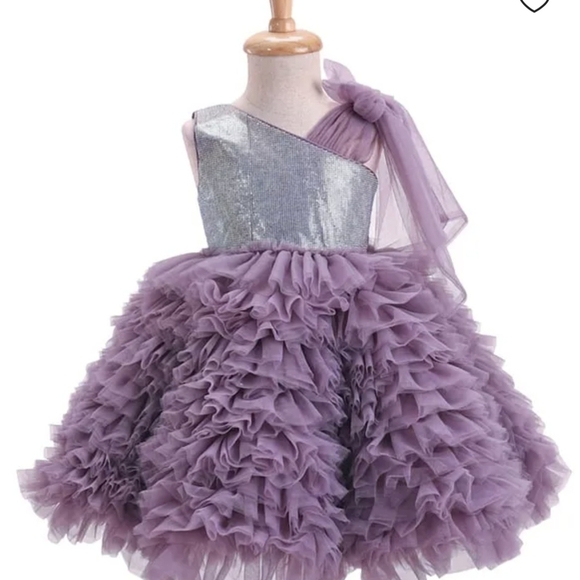 Purple Ruffled One-Shoulder Dress - Picture 1 of 1